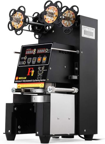 ماكينة ختم أوتوماتيكية بالكامل VEVOR 500-650 كوب في الساعة بوبا السدادة التحكم الرقمي آلة سدادة الأكواب السوداء لقهوة الشاي والحليب in Kuwait