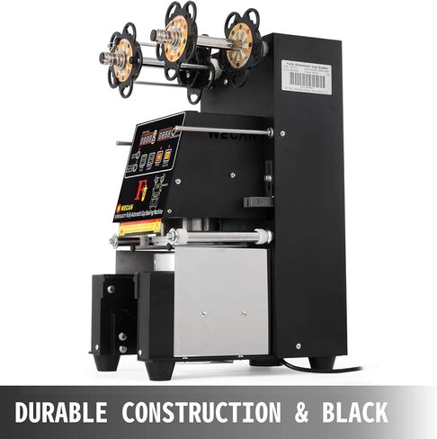 ماكينة ختم أوتوماتيكية بالكامل VEVOR 500-650 كوب في الساعة بوبا السدادة التحكم الرقمي آلة سدادة الأكواب السوداء لقهوة الشاي والحليب in Kuwait