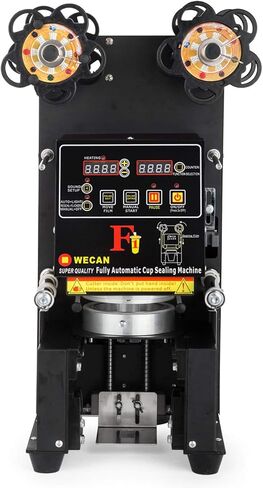 ماكينة ختم أوتوماتيكية بالكامل VEVOR 500-650 كوب في الساعة بوبا السدادة التحكم الرقمي آلة سدادة الأكواب السوداء لقهوة الشاي والحليب in Kuwait