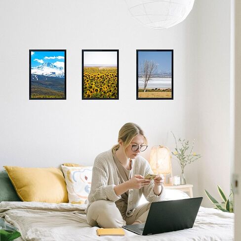 OMISHE 2 Pack 9x11 Picture Frame Black for Wall Hanging or Tabletop, 9 x 11 Frame Composite Wood Wall Gallery Photo Frame, Black in Kuwait