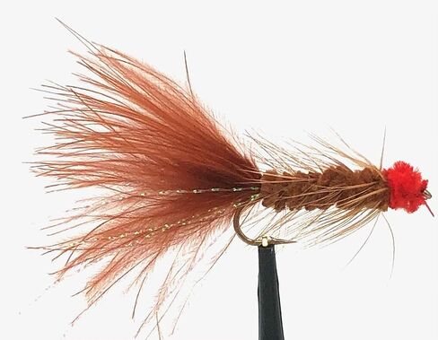 Feeder Creek Egg Sucking Leech Flies – 12 Pack Streamer Fly Assortment for Trout, Steelhead & Salmon – Egg Sucking Leech with Red Head in Kuwait