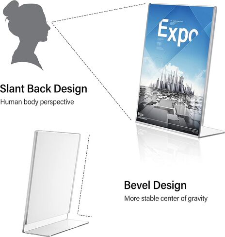 Relx Acrylic Sign Holder 8.5 x 11, Acrylic Display Stand for Display, Slant Back Acrylic Display Stand, Clear Frames Plastic Sign Holder for Store, Restaurant (12 Pack) in Saudi Arabia