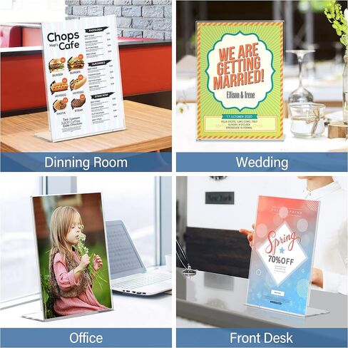 Relx Acrylic Sign Holder 8.5 x 11, Acrylic Display Stand for Display, Slant Back Acrylic Display Stand, Clear Frames Plastic Sign Holder for Store, Restaurant (12 Pack) in Saudi Arabia