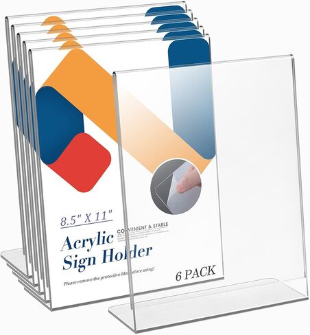 Relx Acrylic Sign Holder 8.5 x 11, Acrylic Display Stand for Display, Slant Back Acrylic Display Stand, Clear Frames Plastic Sign Holder for Store, Restaurant (12 Pack) in Saudi Arabia