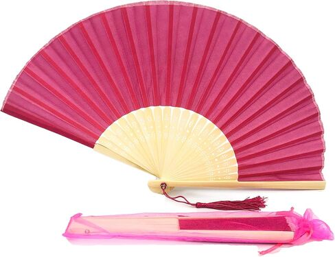 Fabric Handheld Folding Hand Fan with a Tassel Grade A Bamboo Ribs for Women Girls Summer Party Event Favor Birthday Wedding Souvenir Gift (Moss/Olive Green) in Saudi Arabia