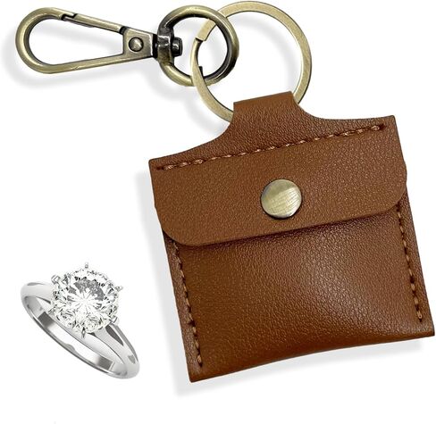 PAKASEBOXES Ring Holder Keychain for Gym, Leather Jewelry Travel Pouch for Wedding Ring, Necklaces, Mini coin pouch for Women in Kuwait