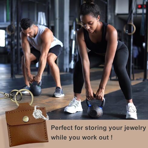PAKASEBOXES Ring Holder Keychain for Gym, Leather Jewelry Travel Pouch for Wedding Ring, Necklaces, Mini coin pouch for Women in Kuwait