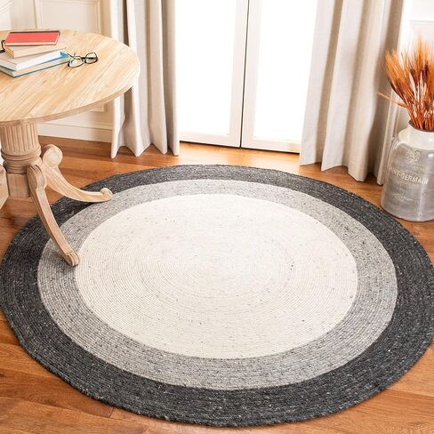 SAFAVIEH Braided Collection 4' x 6' Oval Charcoal/Ivory BRD903H Handmade Country Cottage Reversible Wool Entryway Foyer Living Room Bedroom Kitchen Area Rug in Saudi Arabia