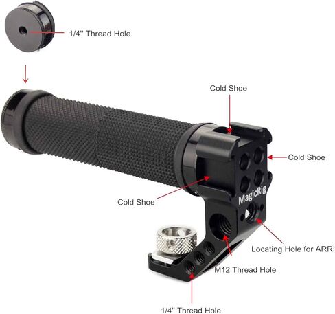 مقبض جانبي من MAGICRIG بمقبض علوي مع 3 حوامل للأحذية الباردة من أجل فتحات تحديد موقع ARRI ولقفص الكاميرا A7RIII A7III A7SIII R5 R6 in Kuwait