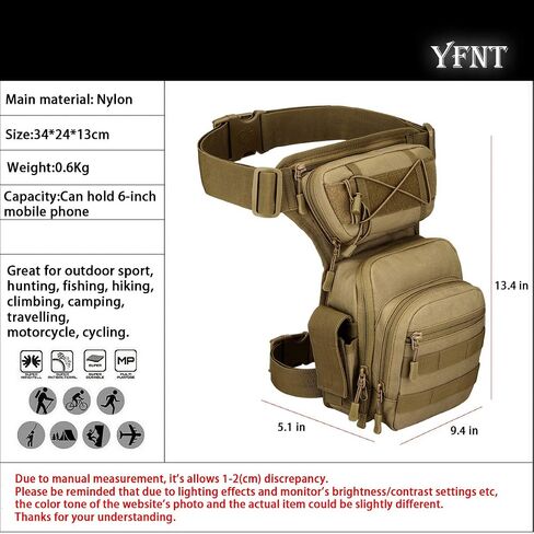YFNT Tactical Drop Leg Bag for Men Women Military Thigh Pouch Outdoor Motorcycle Riding Hiking Waist Fanny Pack Travel Bag, Black in Saudi Arabia