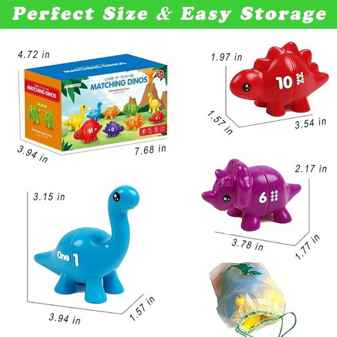 Geweiya ألعاب تعلم الأبجدية مطابقة الحروف ألعاب الديناصورات للأطفال الصغار 1-3 ABC ألعاب مطابقة الحروف ما قبل المدرسة التعليمية مونتيسوري المهارات الحركية الدقيقة لعبة الفرز للأطفال الذين تتراوح أعمارهم بين 3-5 بنين بنات هدية in Kuwait