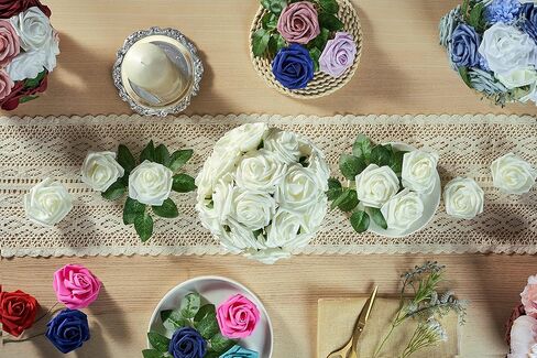 مجموعة الزهور الاصطناعية H.FLOLAVIDA، زهور حريرية رغوية وهمية لديكور الزفاف بنفسك، حمام الطفل، دش الزفاف، باقة الزفاف، قطع مركزية من الزهور، طاولات الحفلات، ديكورات المنزل in Kuwait