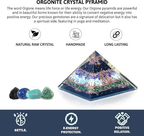 بورا اسبريت هرم اورغون كريستالات علاجية - كريستال شاكرا المال للطاقة الإيجابية والتامل واليوجا والريكي - هرم علاجي مغناطيسي من مزيج النحاس in Kuwait