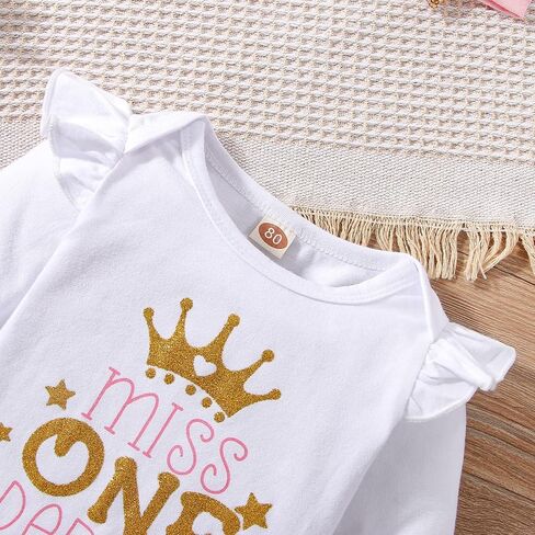 ATCTBOGFS Baby Girl 1st Birthday Cake Smash Toddler Girl Miss Onederful Romper Tutu Skirt with Headband Clothes Set in Kuwait