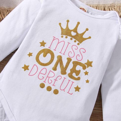ATCTBOGFS Baby Girl 1st Birthday Cake Smash Toddler Girl Miss Onederful Romper Tutu Skirt with Headband Clothes Set in Kuwait