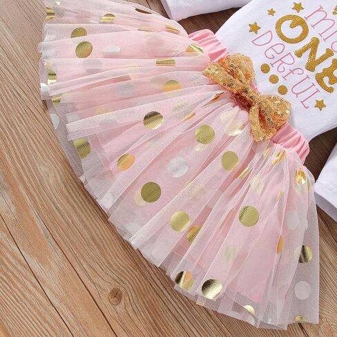 ATCTBOGFS Baby Girl 1st Birthday Cake Smash Toddler Girl Miss Onederful Romper Tutu Skirt with Headband Clothes Set in Kuwait