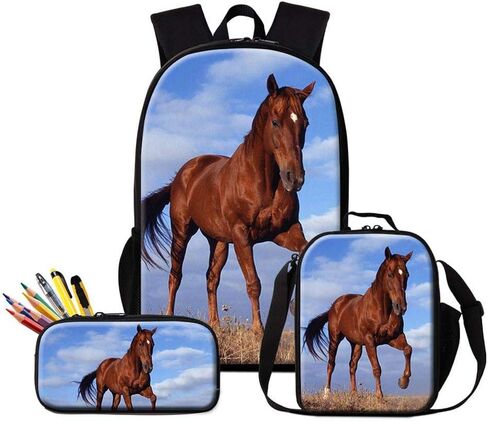 حقيبة ظهر وحقيبة تبريد من Dispalang Horse للأولاد، حقيبة كتب مدرسية مطبوعة على شكل حيوانات، حقيبة ظهر للفتيات، حقيبة ظهر مقلمة in Kuwait