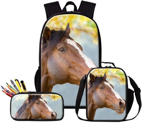 حقيبة ظهر وحقيبة تبريد من Dispalang Horse للأولاد، حقيبة كتب مدرسية مطبوعة على شكل حيوانات، حقيبة ظهر للفتيات، حقيبة ظهر مقلمة in Kuwait