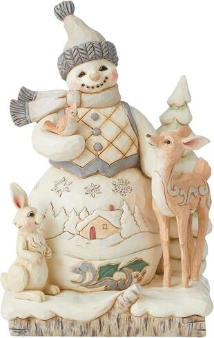 Enesco Jim Shore Heartwood Creek White Woodland Snowman مع تمثال غزال وأرنب، 8.27 بوصة، متعدد الألوان in Saudi Arabia
