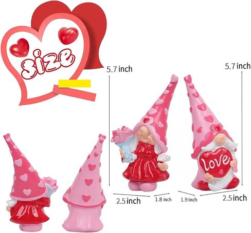 Valentines Day Gnomes Decorations,Indoor Home Decor,2 Packs Valentines Day Gnomes Figurines Decorations, Sweet Valentines Day Gifts for Him Her,Valentines Day Decorations, in Kuwait