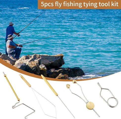 Jaeskeclip 5pcs Fly Tying Tools Stainless Steel Set Fly Tying Bobbin Thread Holder, Whip Finisher, Bobbin Threader, Arrow Scissor, Winder Bobbin Threader Needle for Lure Making Tool(Silver) in Saudi Arabia