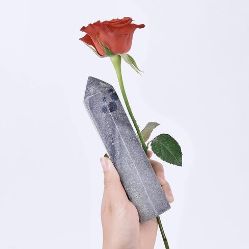 CNYANFEI 6-7 بوصة برج كامبا جاسبر كبير سداسي أخضر كريستال عصا أحجار كريمة أصلية عمود كريستالي لديكور المنزل هدية شبكة كريستال in Kuwait