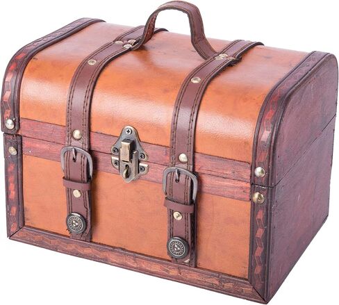 Vintiquewise(TM Decorative Wood Leather Treasure Box (Set of 2) in Kuwait