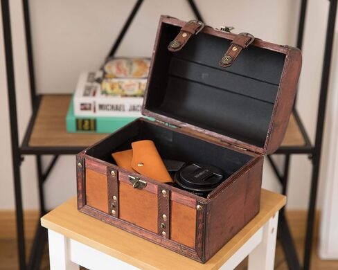 Vintiquewise(TM Decorative Wood Leather Treasure Box (Set of 2) in Kuwait