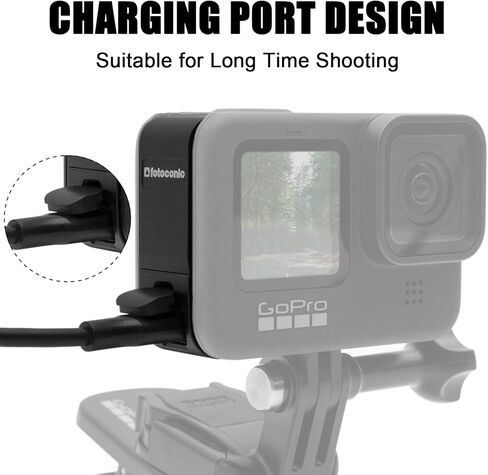 غطاء بطارية فوتو كونيك من الألومنيوم لجو برو هيرو 10/9 أسود، مقاوم للغبار يمر من خلال استبدال قابل للإزالة مشبك باب جانبي مع منفذ شحن من النوع C in Kuwait