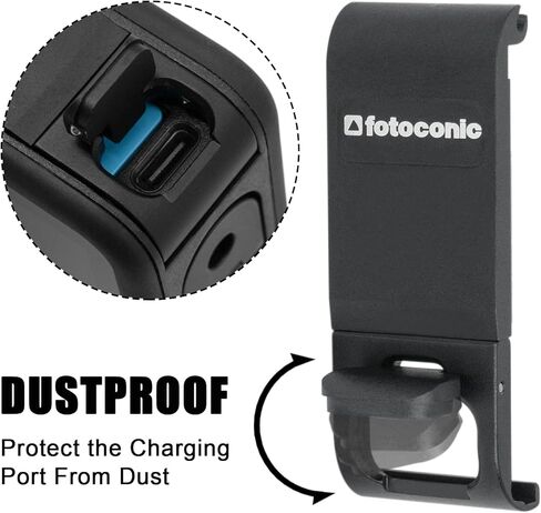 غطاء بطارية فوتو كونيك من الألومنيوم لجو برو هيرو 10/9 أسود، مقاوم للغبار يمر من خلال استبدال قابل للإزالة مشبك باب جانبي مع منفذ شحن من النوع C in Kuwait