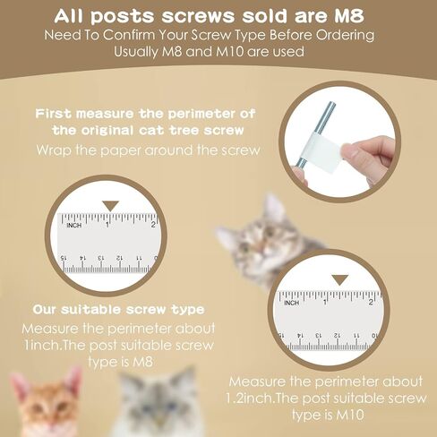 6 Pack Cat Scratching Post Replacement, White Hemp Rope Refill Scratching Post Cat Tree DIY Spare Cat Scratcher Large Cat Tower Refurbishment for Indoor Cats with M8 Screws, 3.5 x 15.8 Inches in Saudi Arabia