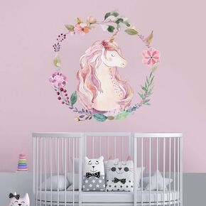 Unicorn Wall Decals Peel and Stick for Girls Room, Colorful Unicorn Wall Stickers Decals with Rainbow, Vinyl Unicorn Wall Decals for Kids Girls Bedroom Nursery