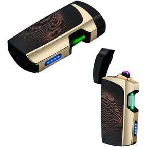 RSBYE Electric Lighters,Infrared Sensor Plasma Lighter,Windproof Dual Arc Lighter Outdoor Lighter Rechargeable USB Lighter Flameless Electric Lighter with LED Battery Indicator (Black)