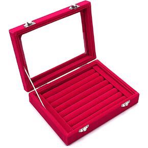 ماي جيل 7 فتحات خواتم مجوهرات مخملية عرض صينية حلق تخزين علبة مجوهرات صندوق تخزين in Kuwait