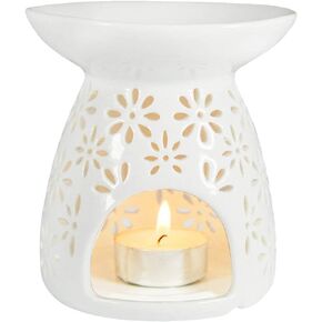 HwaGui - Ceramic Tea Light Holder & Wax Warmer Set of 2, Aromatherapy Essential Oil Burner, Great Decoration for Living Room, Balcony, Patio, Porch and Garden