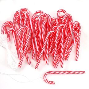 ToBeIT 64pcs Christmas Candy Canes Plastic Xmas Tree Hanging Ornaments Twisted Crutch Candy Canes for Xmas Crafts Indoor Outdoor Decor(64 pcs)