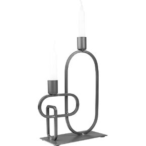 GoCraft Decorative Metal Candle Holder Set | Matte Grey Iron Candlestick Holder Set of 2 Candelabra | Metal Candle Stands for Home Decor, Wedding, Dinning, Party, Anniversary in Kuwait