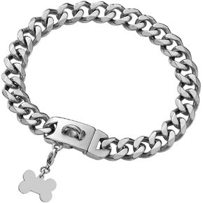 New Gold Dog Chain Collar with Bling Zircon Buckle,19MM Strong Stainless Steel Cuban Link Chain Collar,Dog Necklace Collar for Small Medium,Large Dogs