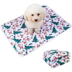 BAMY 2 Pcs Washable Dog Pee Pads Christmas Pet Training Pads Non-Slip Waterproof Doggie Whelping Pad Reusable Dogs Mat with Santa Claus Snowman Elk Pattern (Elk, 40x28 inch)