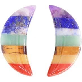 Chakra Worry Stone 2PCS, Wemeki Moon Shaped Stones, Chakra Stones Healing Crystals, Worry Stones for Anxiety, Healing Meditation Stone Moon Shaped Crystals for Energy Crystals, Meditation in Saudi Arabia