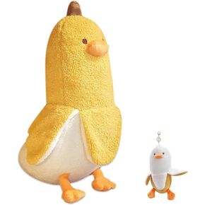 ETAOLINE Banana Duck Plush Toy Soft Plush Pillow Stuffed Animal Cute Plushie Yellow 35.4", with 7.9" Plush Keychain in Kuwait