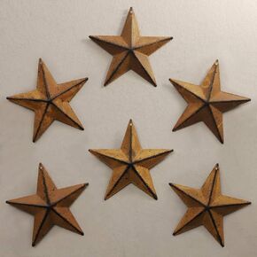 WKHOMEDECO Metal Barn Star/Metal Star for Outside Texas Stars Art Rustic Vintage Western Country Home Farmhouse Wall/Door Decor, 4-Inch, Set of 6. (Crackle white)……
