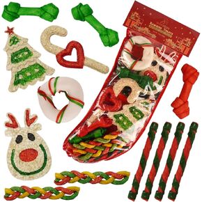 MON2SUN Holiday Christmas Dog Rawhide Treats Stocking for Small to Medium Dogs (13Count) in Kuwait