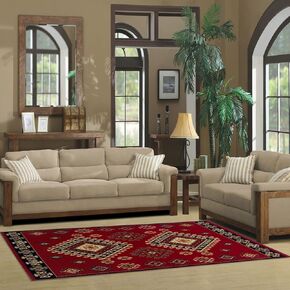 SUPERIOR Traditional Santa Fe Area Rug Collection 3 x 5- Red in Kuwait