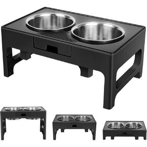 Aututer Elevated Dog Bowls Dog Bowl Stand, 3 Heights Adjustable Dog Bowl Stands with 2 Stainless Steel Dog Bowls for Large Medium Small Dogs Cats in Kuwait
