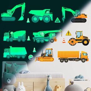 Construction Wall Sticker Glow in The Dark Wall Decals Truck Car Transports Decals Peel and Stick Removable for Baby Kids Boys Girls Bedroom Living Room Ceiling Nursery Decor… in Kuwait