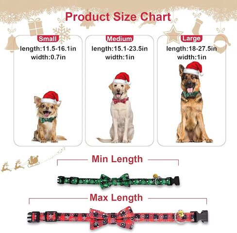 𝐗𝐌𝐀𝐒 𝐆𝐈𝐅𝐓 Christmas Dog Bow Ties Plaid Dog Collar, Epesiri 2 Pack Christmas Dog Collar, Soft Cotton Buffalo Dog Collar, Cat Collar with Bowtie Pet Small Medium Large Dogs in Kuwait