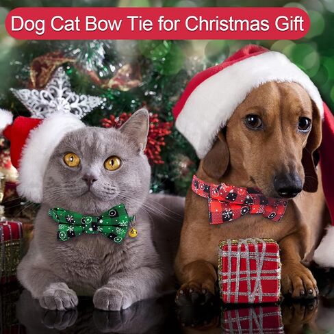 𝐗𝐌𝐀𝐒 𝐆𝐈𝐅𝐓 Christmas Dog Bow Ties Plaid Dog Collar, Epesiri 2 Pack Christmas Dog Collar, Soft Cotton Buffalo Dog Collar, Cat Collar with Bowtie Pet Small Medium Large Dogs in Kuwait