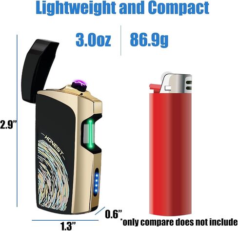ولاعات كهربائية من RSBYE، ولاعة بلازما بمستشعر بالأشعة تحت الحمراء، ولاعة بقوس مزدوج مقاومة للرياح في الهواء الطلق ولاعة USB قابلة لإعادة الشحن ولاعة كهربائية عديمة اللهب مع مؤشر بطارية LED (أسود) in Kuwait
