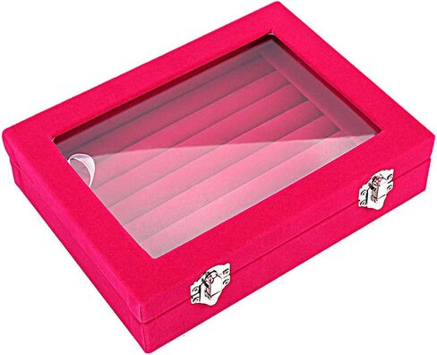 ماي جيل 7 فتحات خواتم مجوهرات مخملية عرض صينية حلق تخزين علبة مجوهرات صندوق تخزين in Kuwait